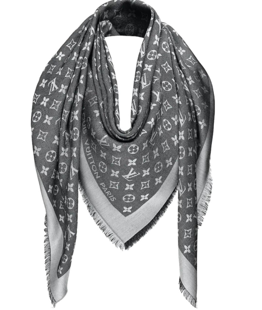 LOUIS VUITTON Серый шерстяной платок, фото 1