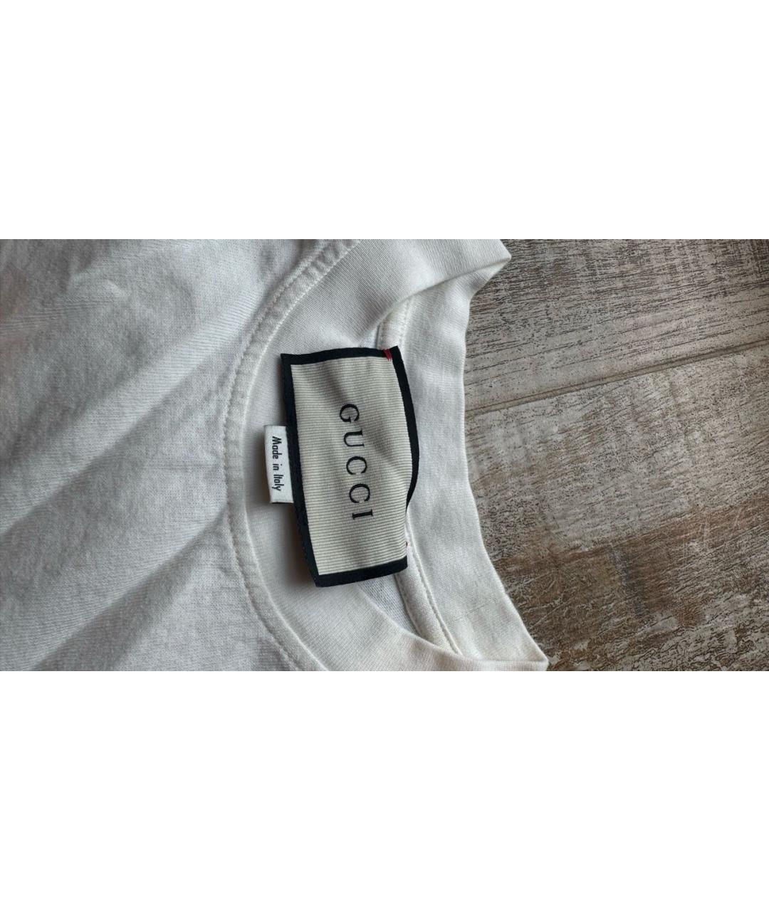 GUCCI Белая хлопковая футболка, фото 4