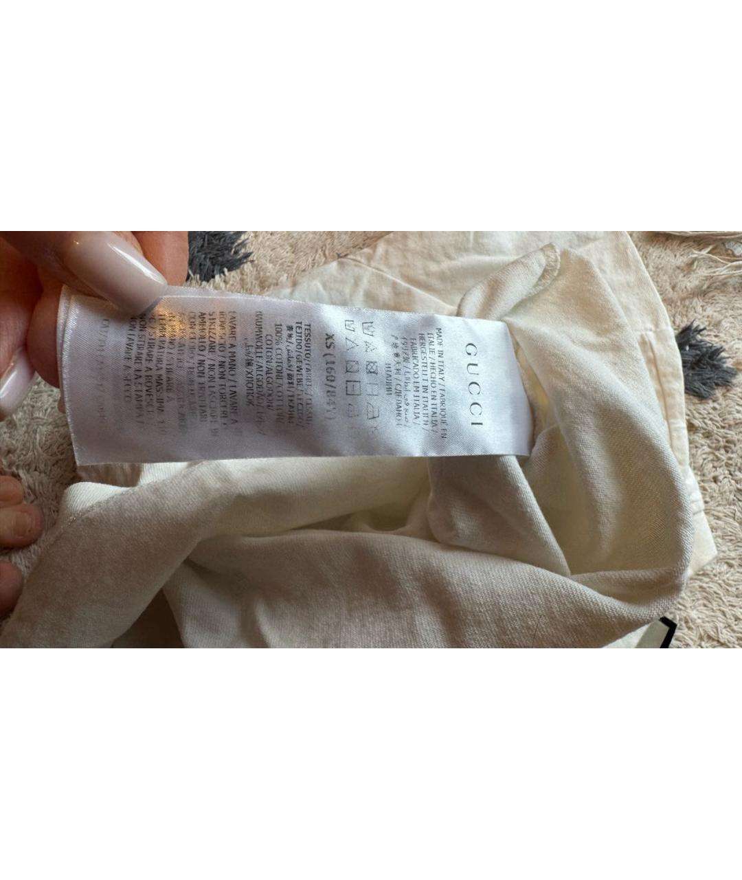 GUCCI Белая хлопковая футболка, фото 5