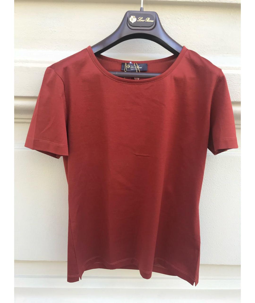 LORO PIANA Бордовая хлопковая футболка, фото 5