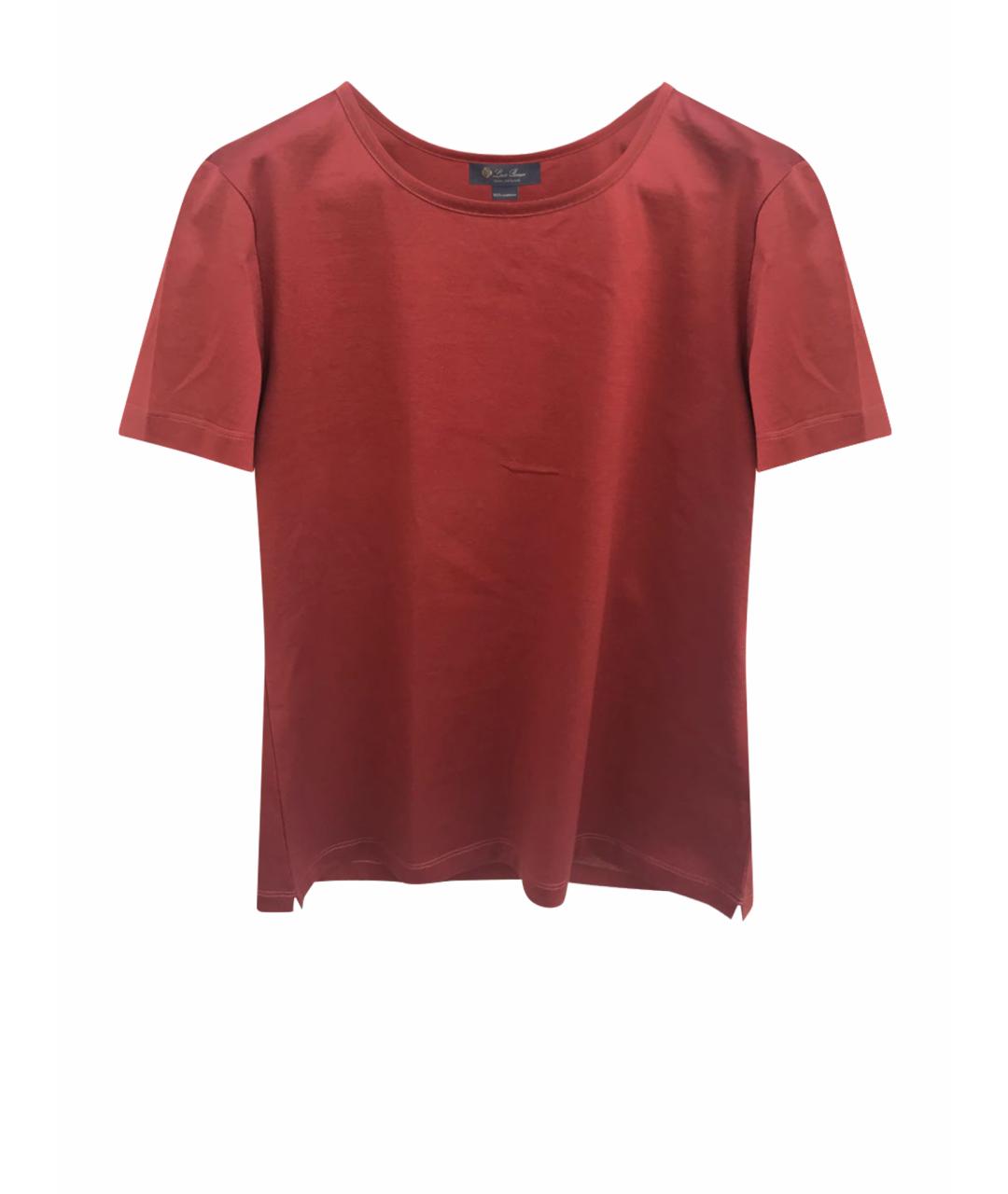 LORO PIANA Бордовая хлопковая футболка, фото 1