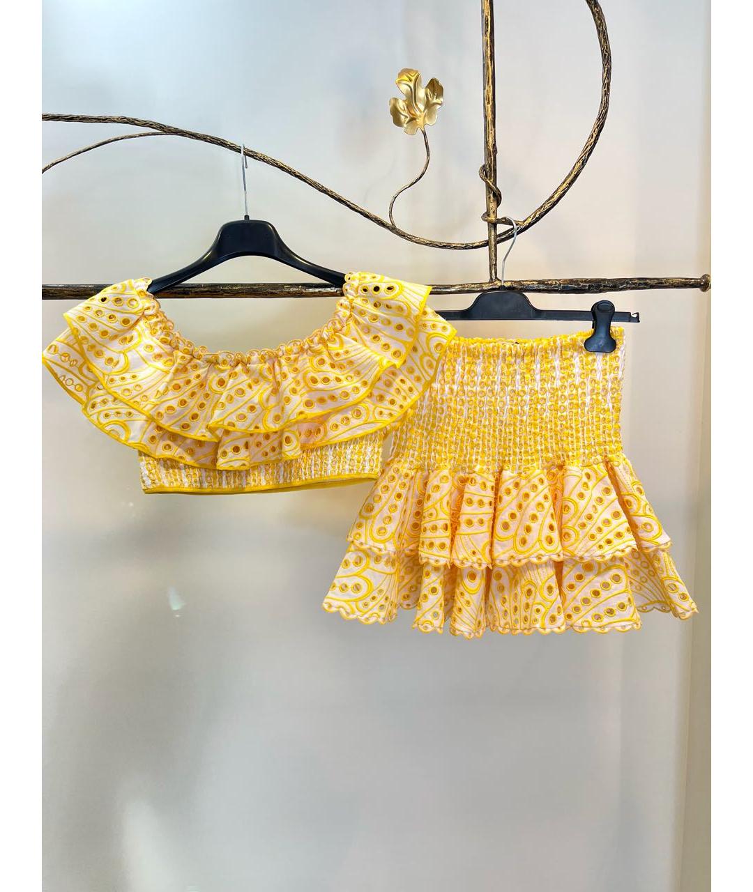 CHARO RUIZ Желтый хлопковый костюм с юбками, фото 5