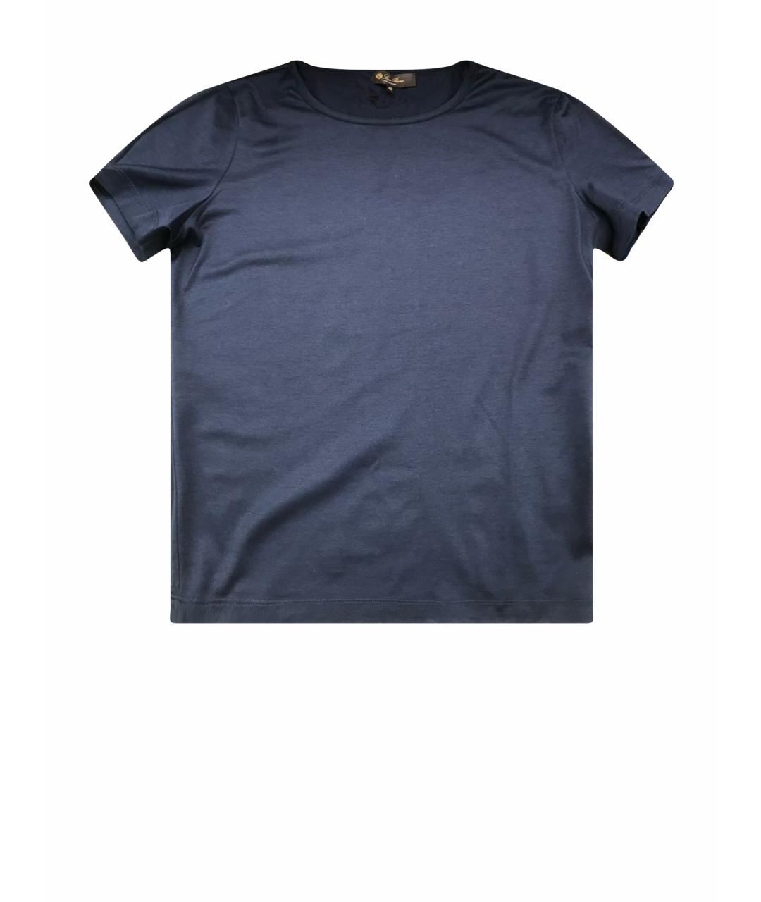 LORO PIANA Темно-синяя хлопковая футболка, фото 1