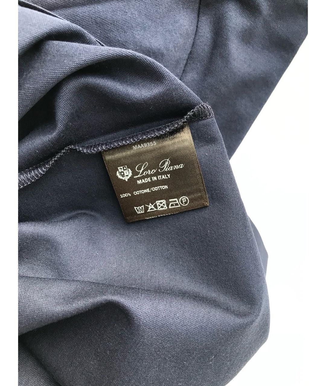 LORO PIANA Темно-синяя хлопковая футболка, фото 6