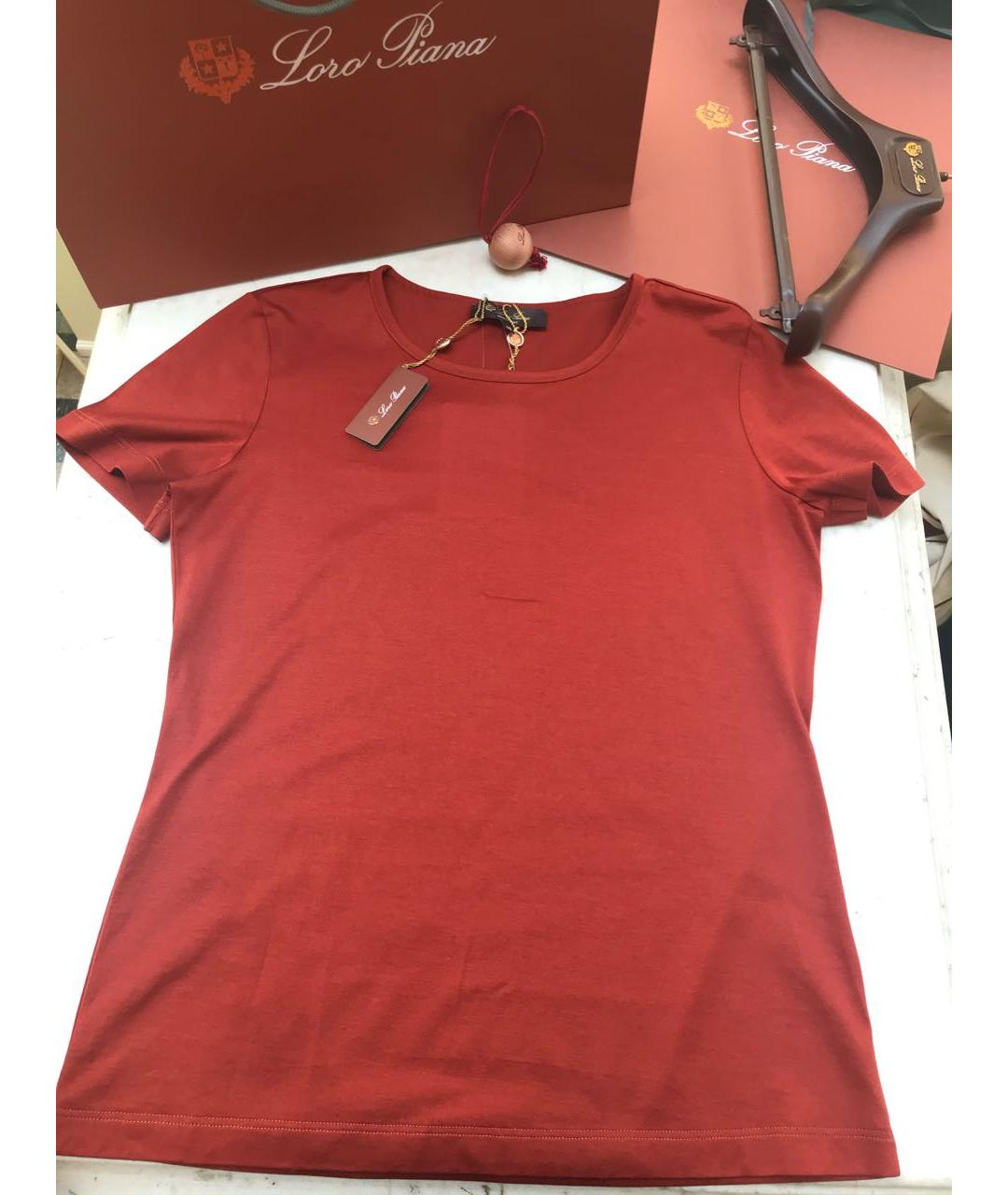 LORO PIANA Бордовая хлопковая футболка, фото 4
