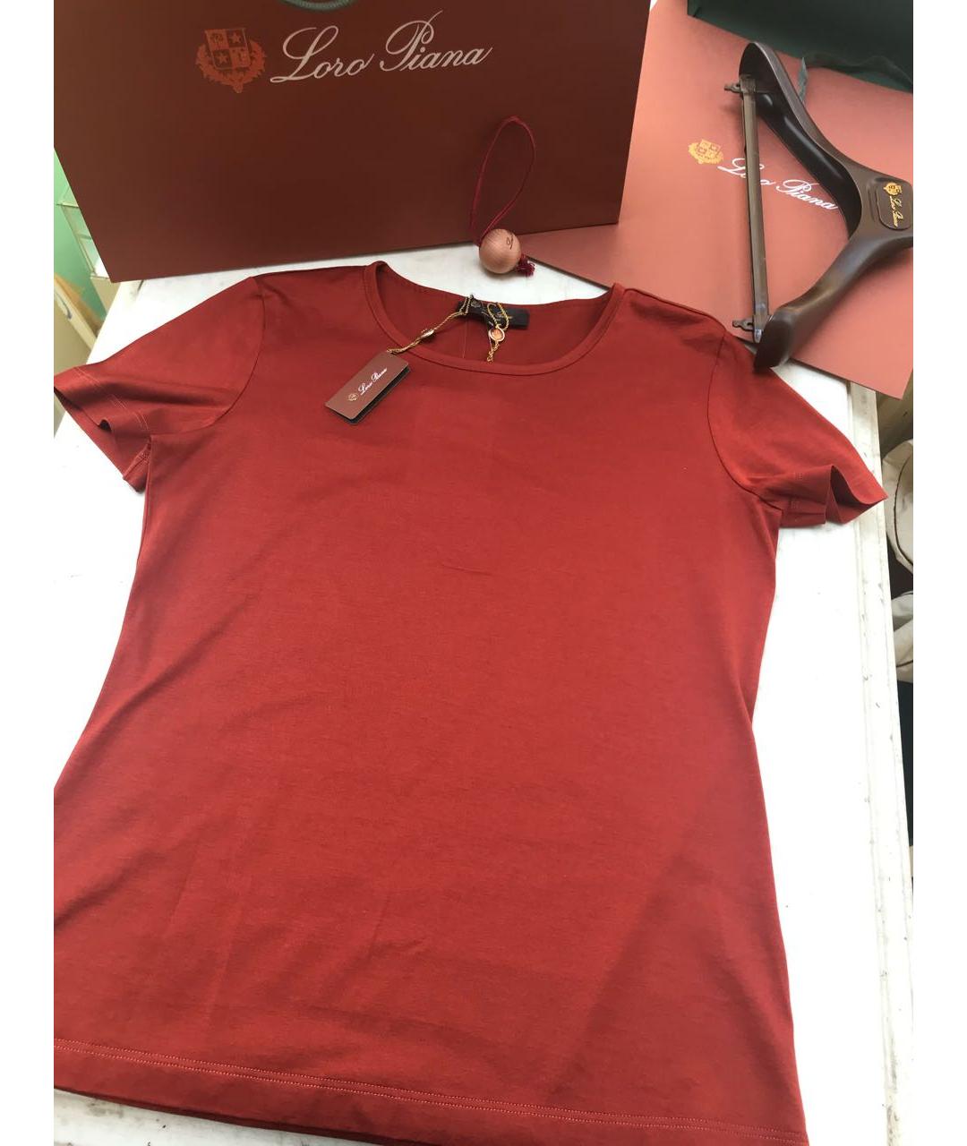 LORO PIANA Бордовая хлопковая футболка, фото 5