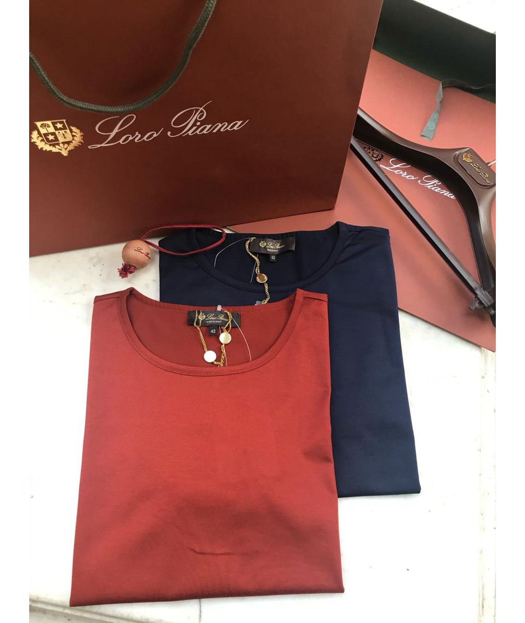 LORO PIANA Бордовая хлопковая футболка, фото 6