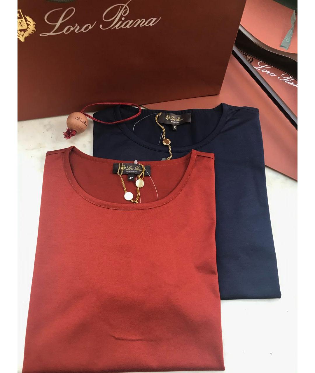 LORO PIANA Бордовая хлопковая футболка, фото 7