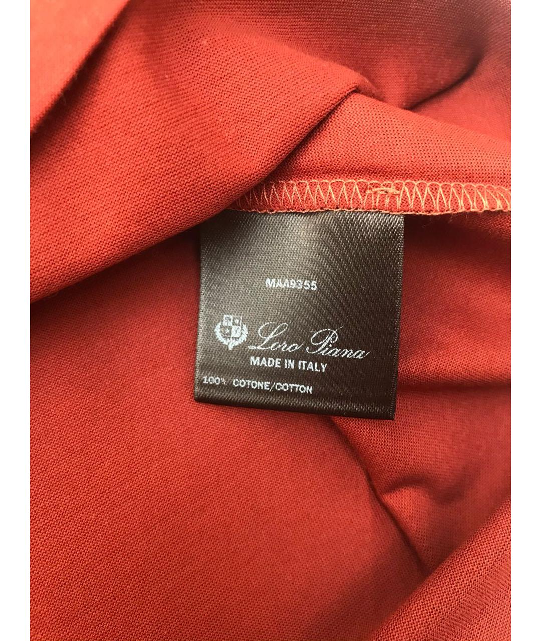 LORO PIANA Бордовая хлопковая футболка, фото 3