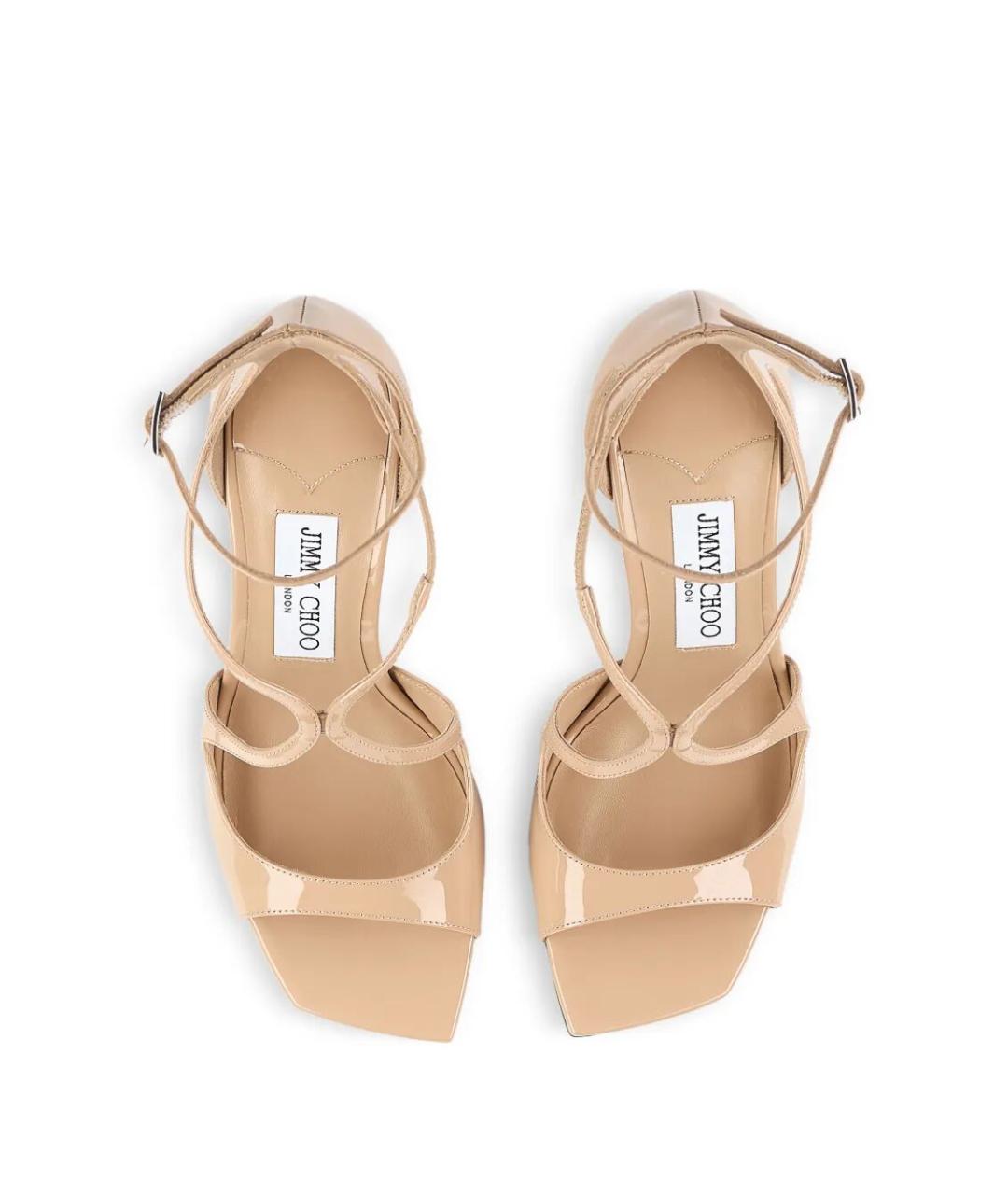 JIMMY CHOO Бежевые кожаные босоножки, фото 5