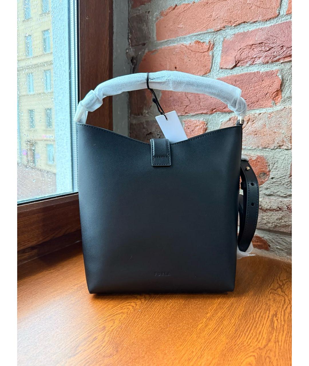 FURLA Черная кожаная сумка через плечо, фото 3