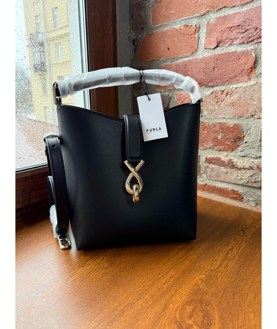 FURLA Черная кожаная сумка через плечо, фото 2