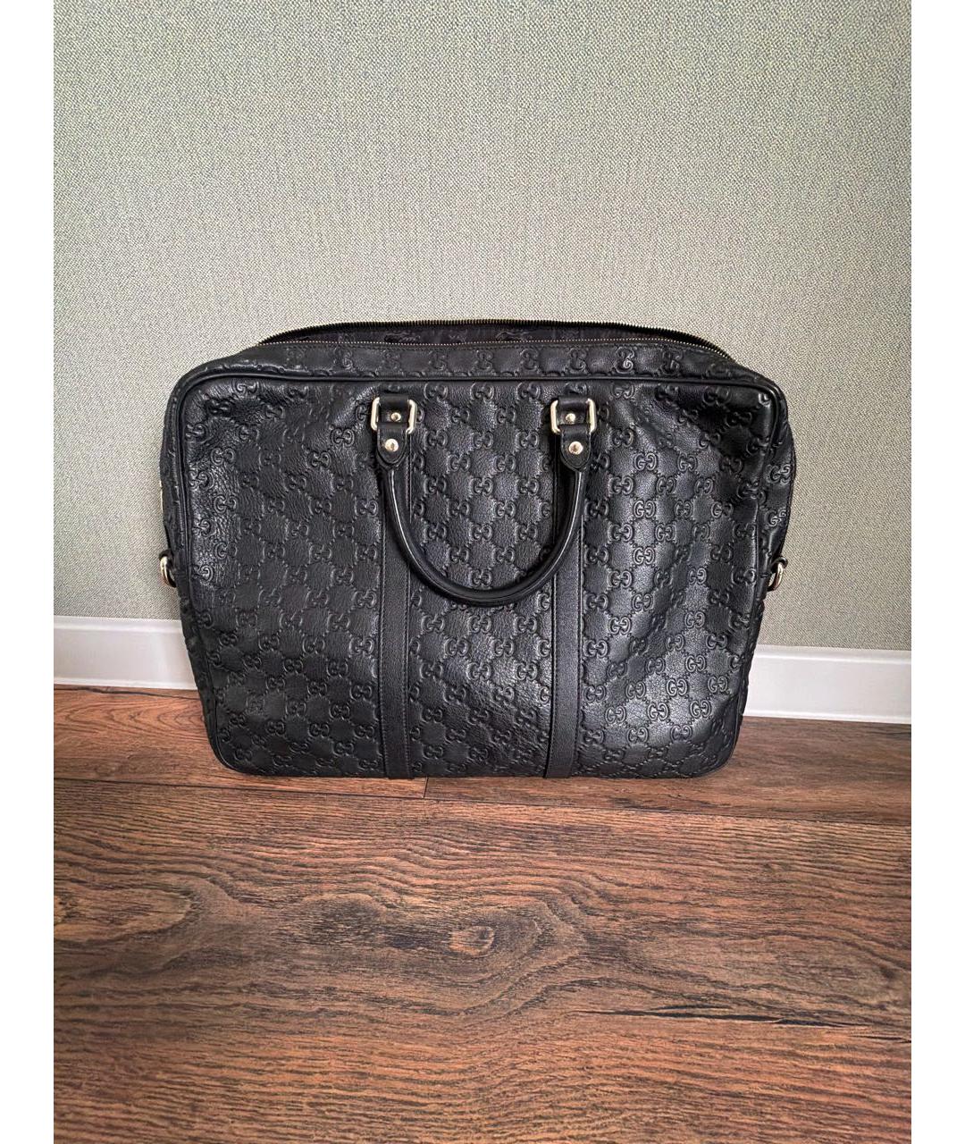 GUCCI Черный кожаный портфель, фото 5