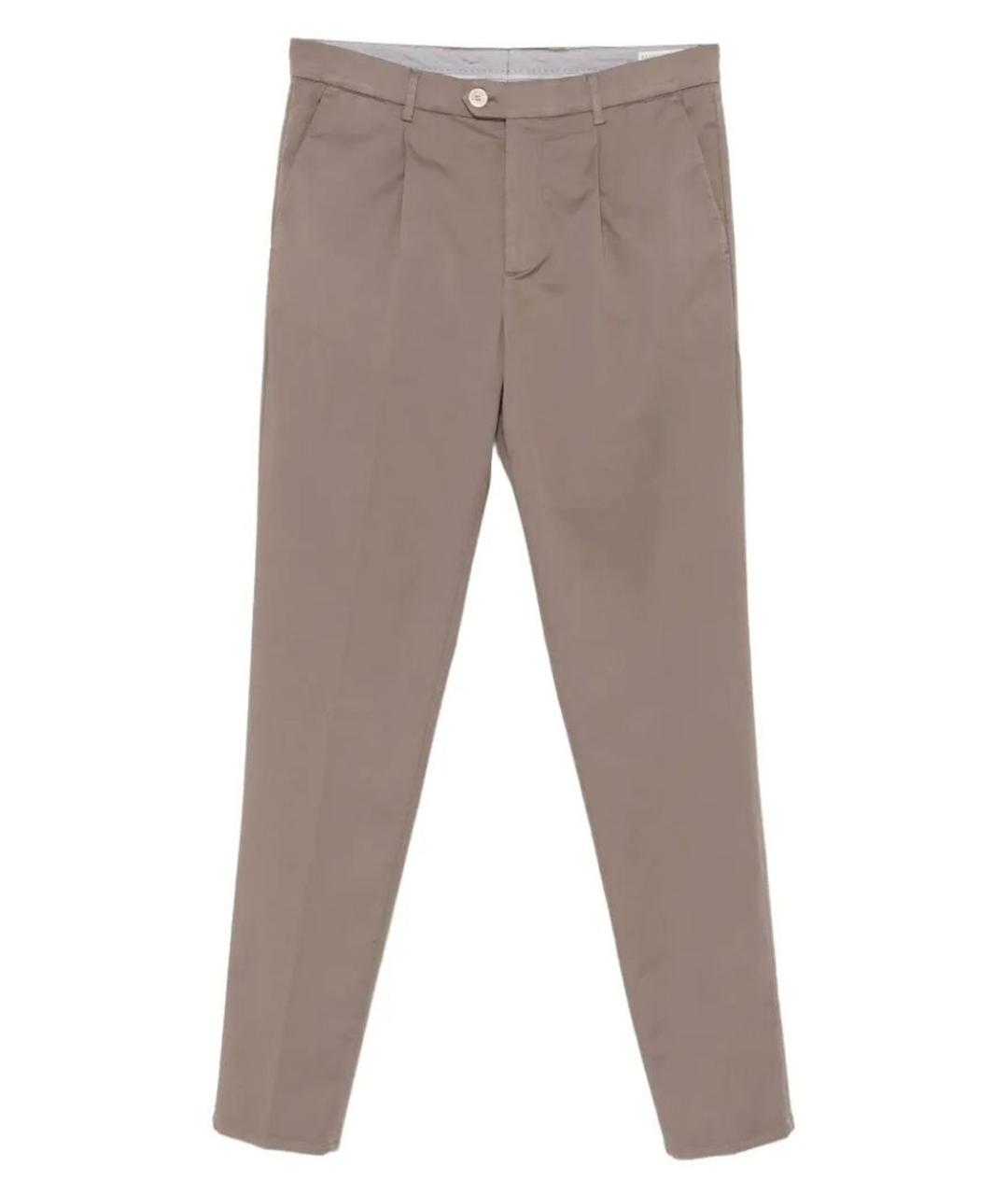 BRUNELLO CUCINELLI Коричневые хлопковые повседневные брюки, фото 1