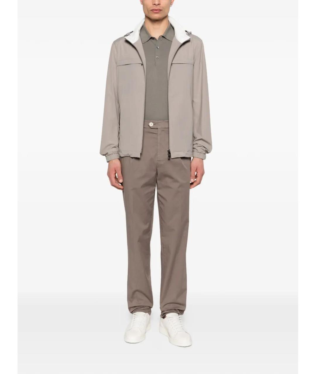 BRUNELLO CUCINELLI Коричневые хлопковые повседневные брюки, фото 2