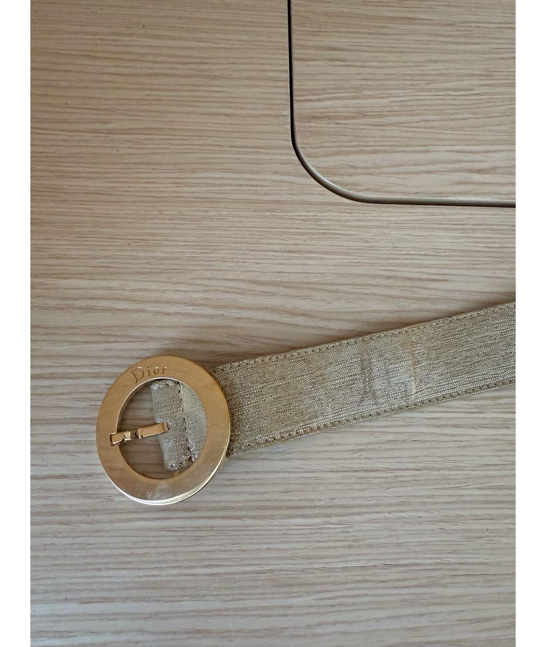 CHRISTIAN DIOR Золотой кожаный ремень, фото 3