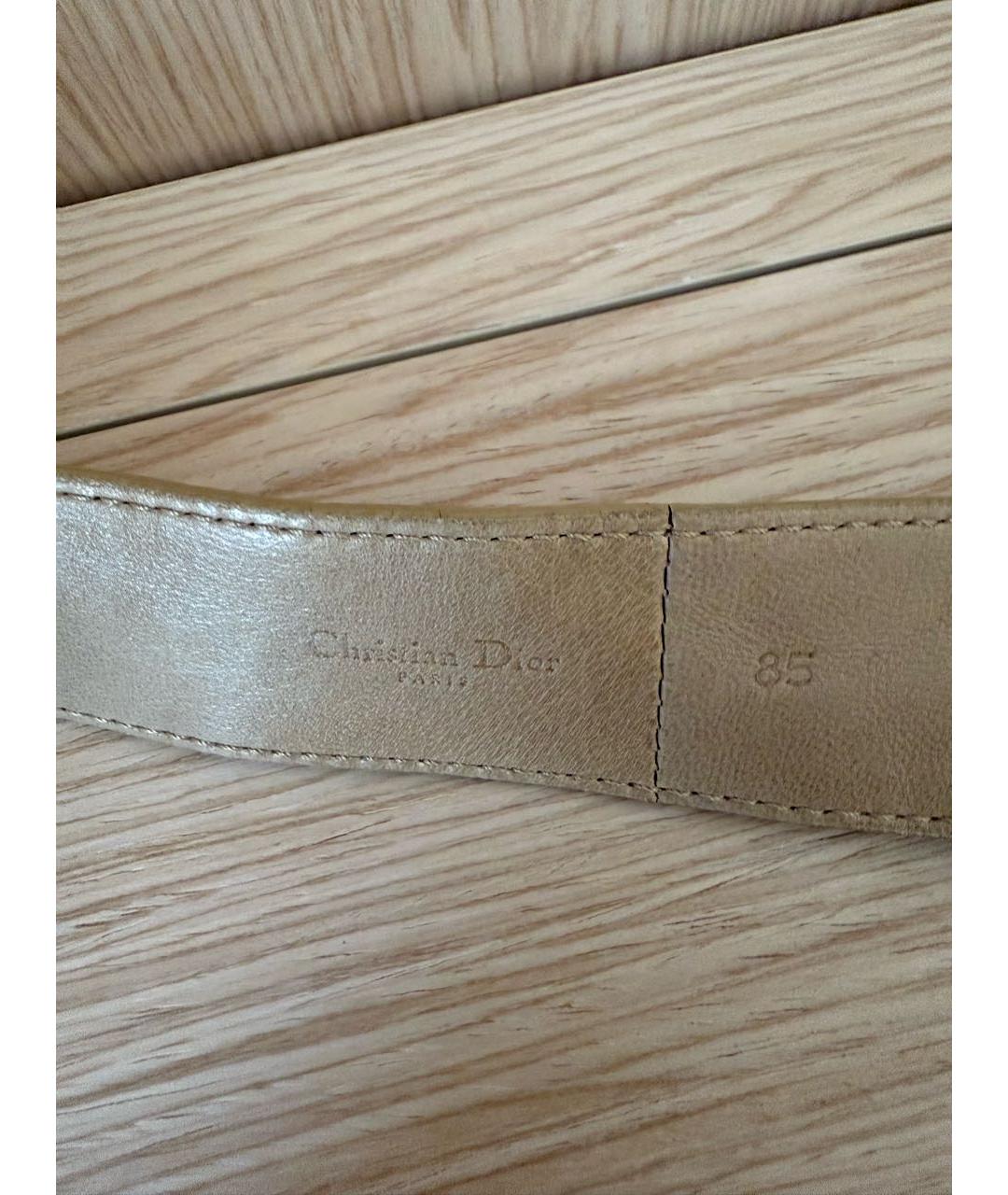 CHRISTIAN DIOR Золотой кожаный ремень, фото 4
