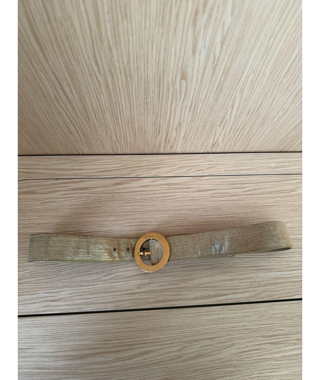 CHRISTIAN DIOR Золотой кожаный ремень, фото 2