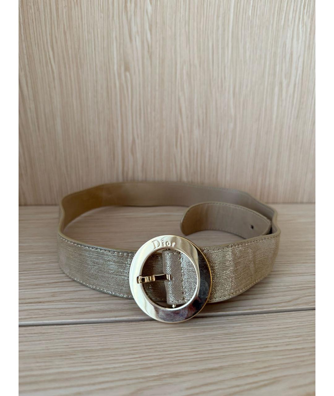CHRISTIAN DIOR Золотой кожаный ремень, фото 5