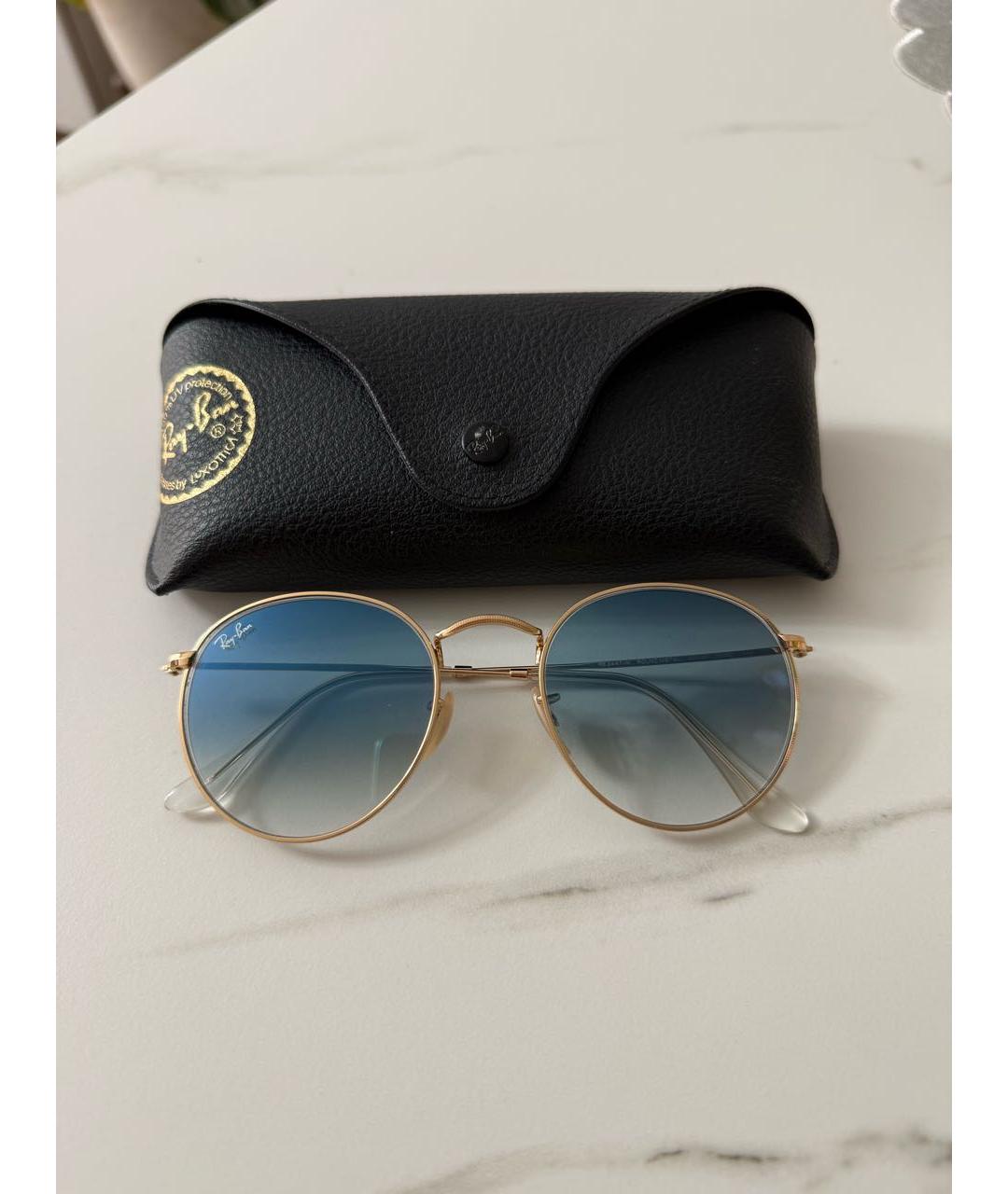 RAY BAN Голубые металлические солнцезащитные очки, фото 6
