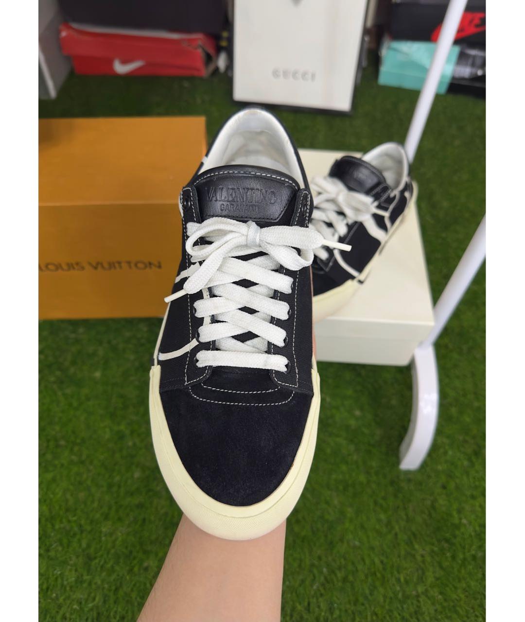 VALENTINO Черные замшевые низкие кроссовки / кеды, фото 4