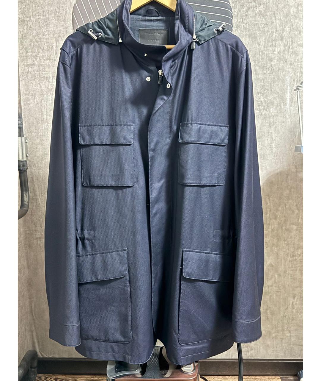 ERMENEGILDO ZEGNA XXX Темно-синий шерстяной тренч / плащ, фото 9