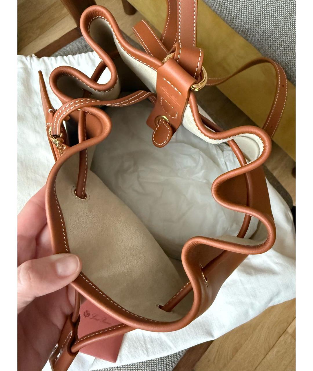 LORO PIANA Коричневый кожаный рюкзак, фото 4