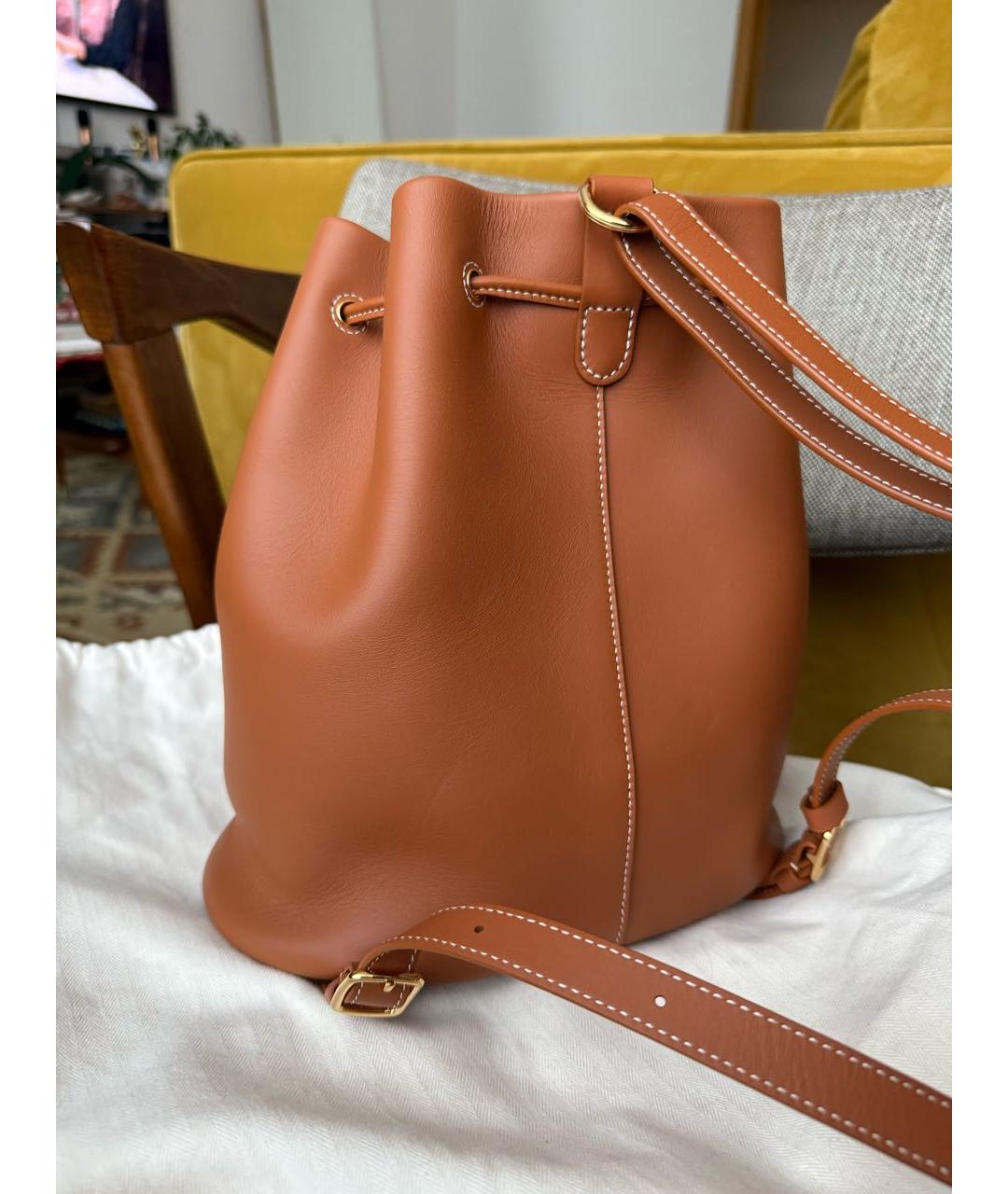 LORO PIANA Коричневый кожаный рюкзак, фото 2