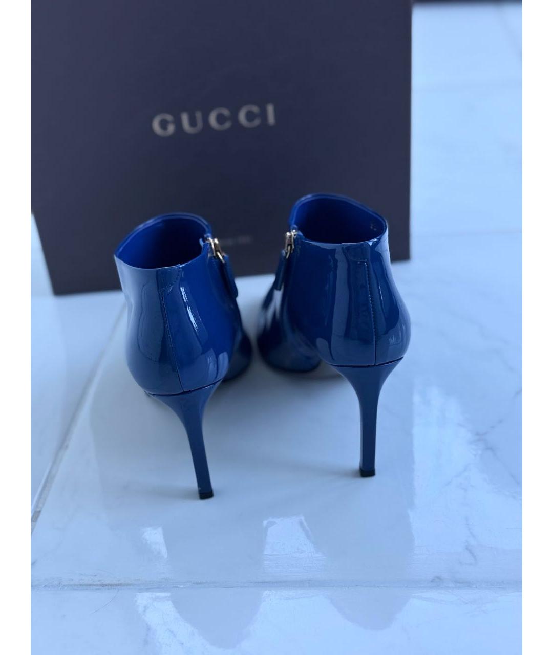 GUCCI Синие ботильоны из лакированной кожи, фото 4