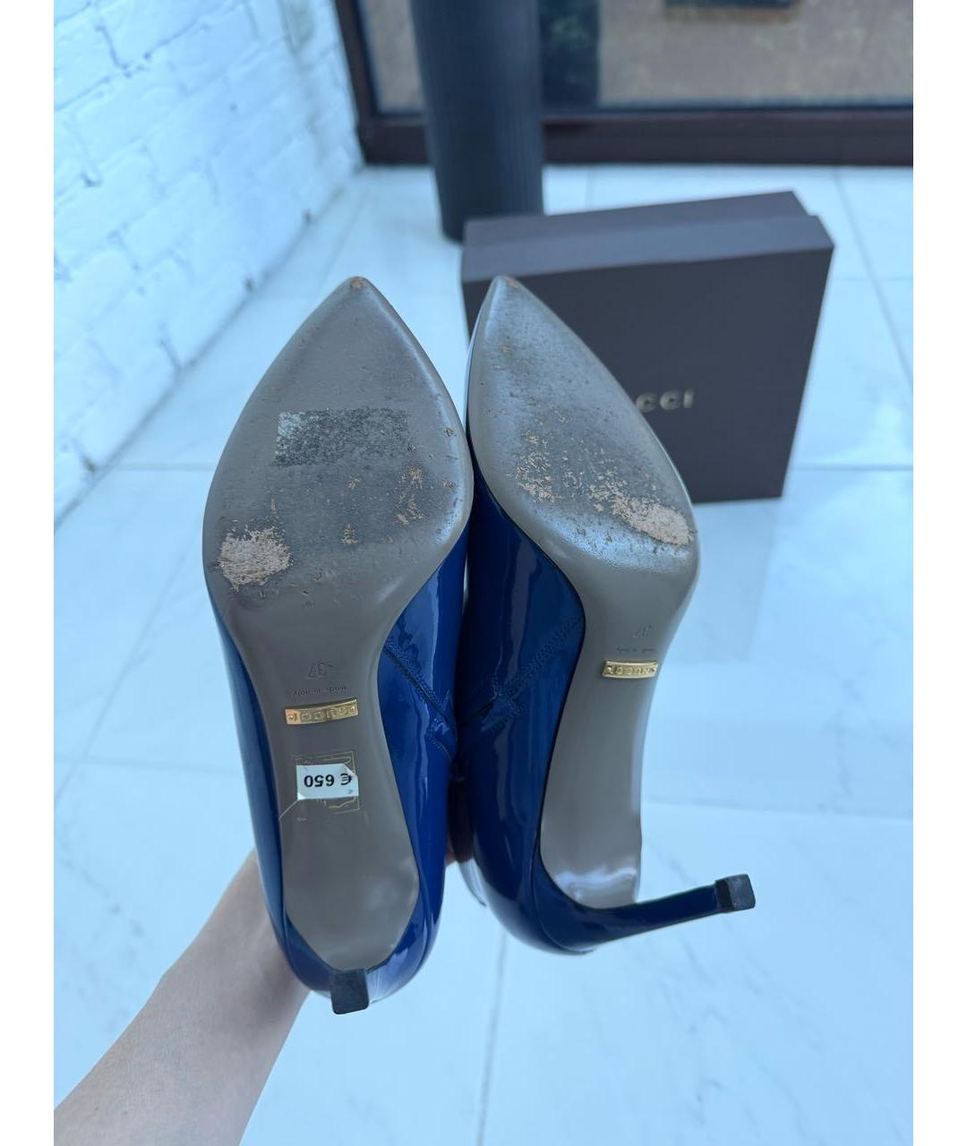 GUCCI Синие ботильоны из лакированной кожи, фото 6