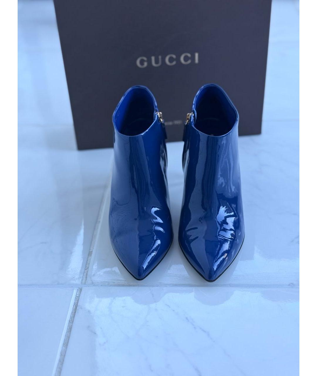 GUCCI Синие ботильоны из лакированной кожи, фото 2