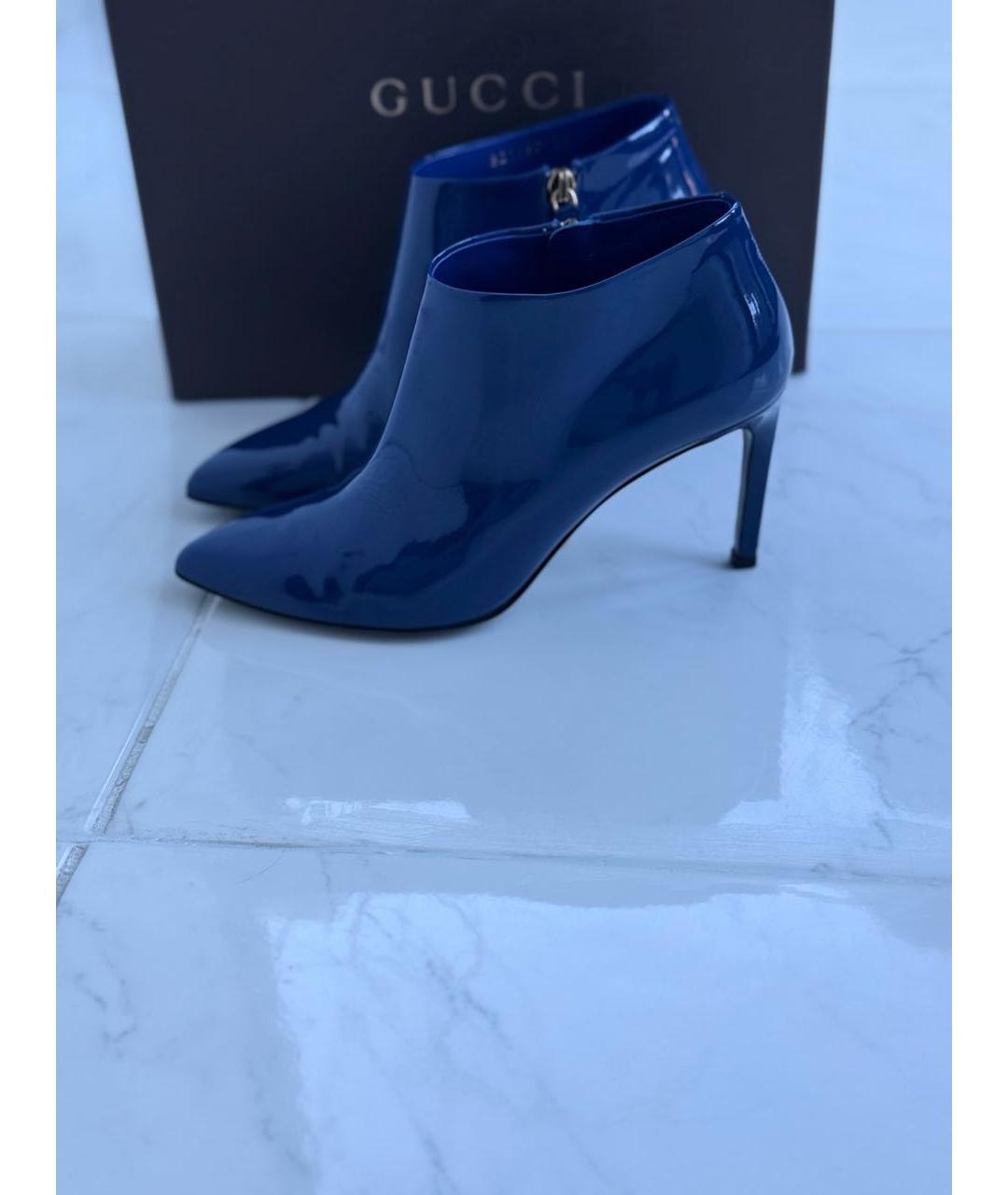 GUCCI Синие ботильоны из лакированной кожи, фото 7