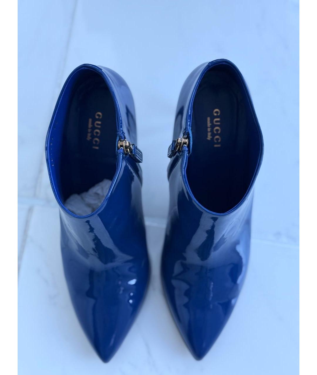 GUCCI Синие ботильоны из лакированной кожи, фото 3