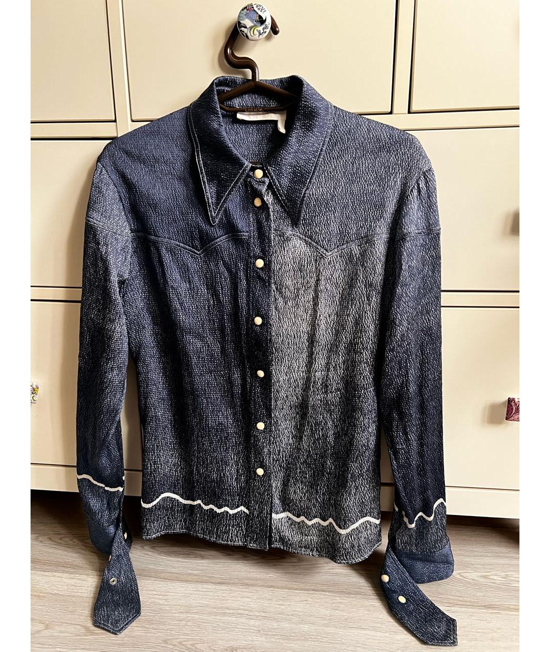 CHLOE Синяя шелковая блузы, фото 7