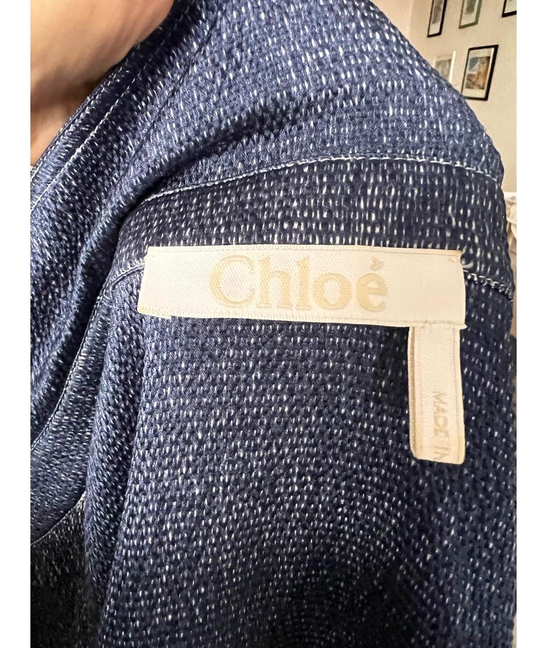 CHLOE Синяя шелковая блузы, фото 4