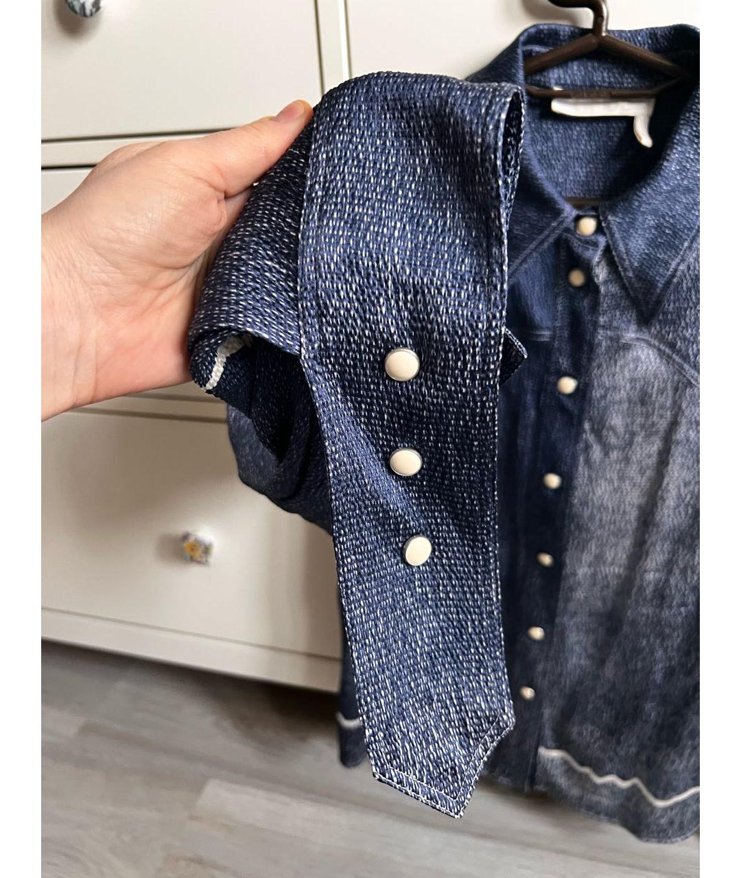 CHLOE Синяя шелковая блузы, фото 5