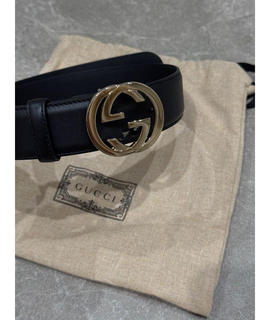 GUCCI Черный кожаный ремень, фото 4