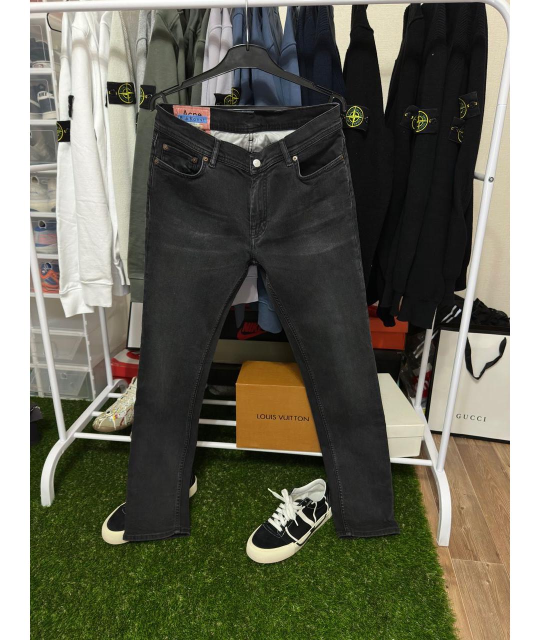 ACNE STUDIOS Черные хлопко-полиэстеровые джинсы скинни, фото 7