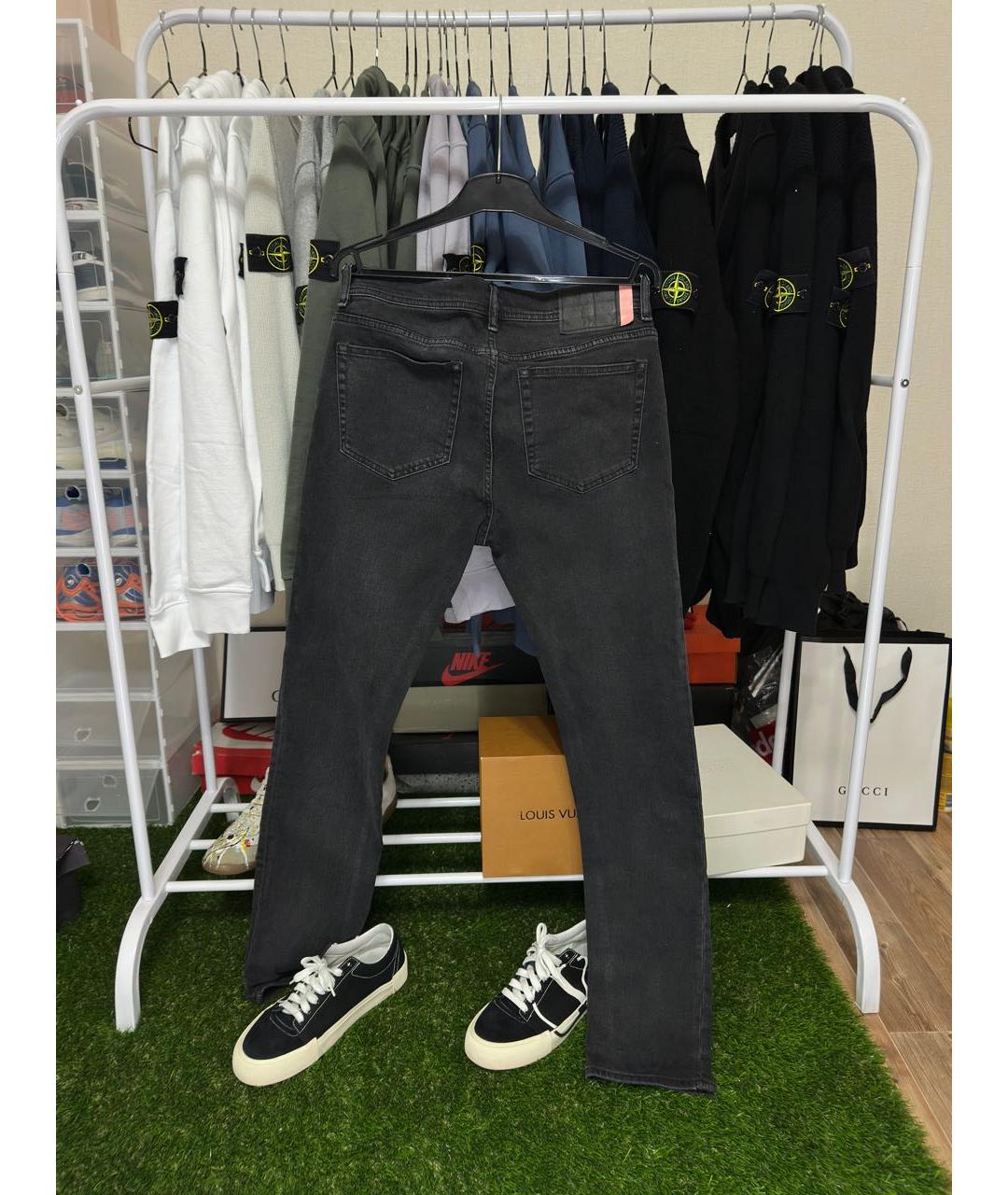 ACNE STUDIOS Черные хлопко-полиэстеровые джинсы скинни, фото 2