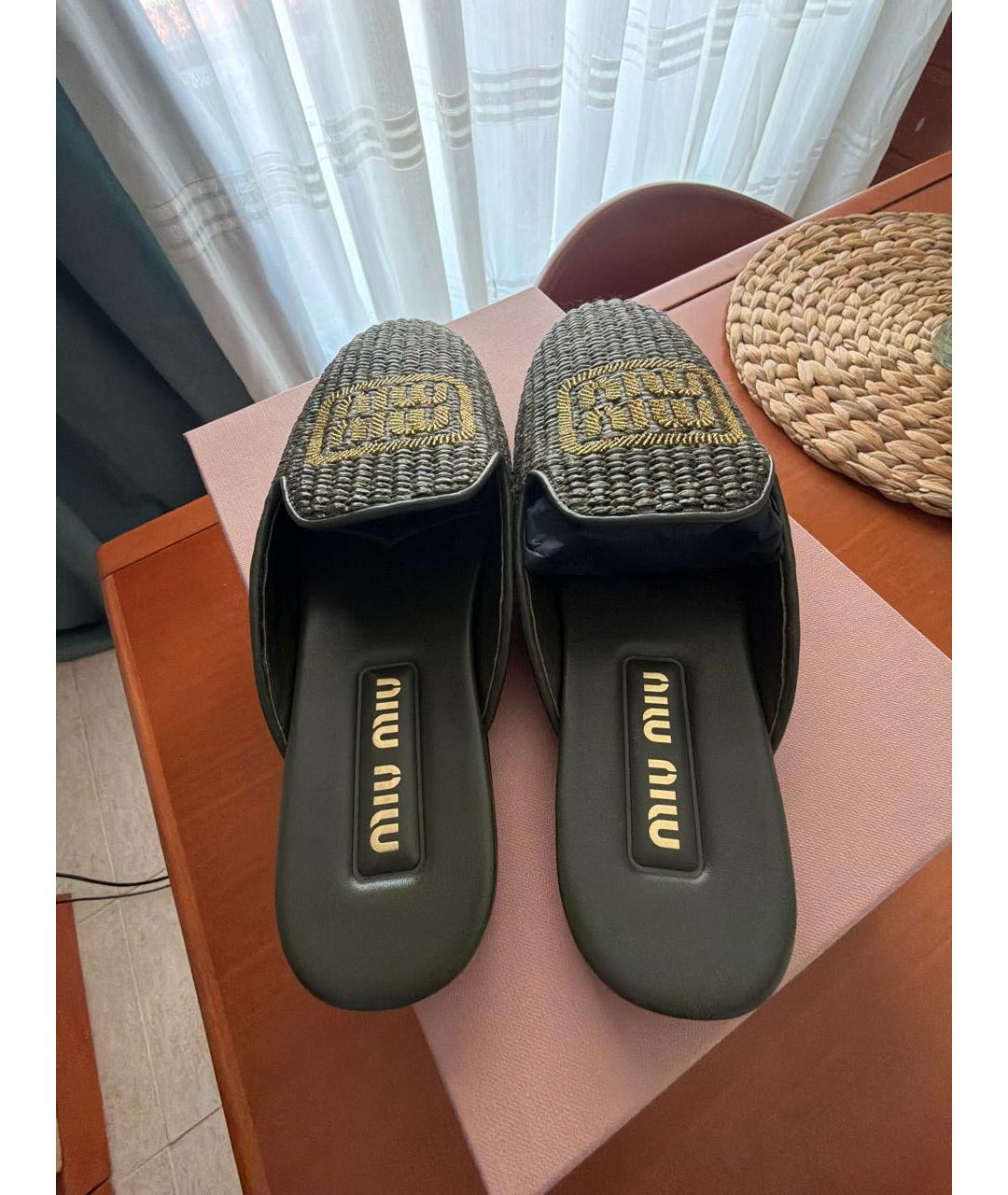 MIU MIU Хаки мюли, фото 3