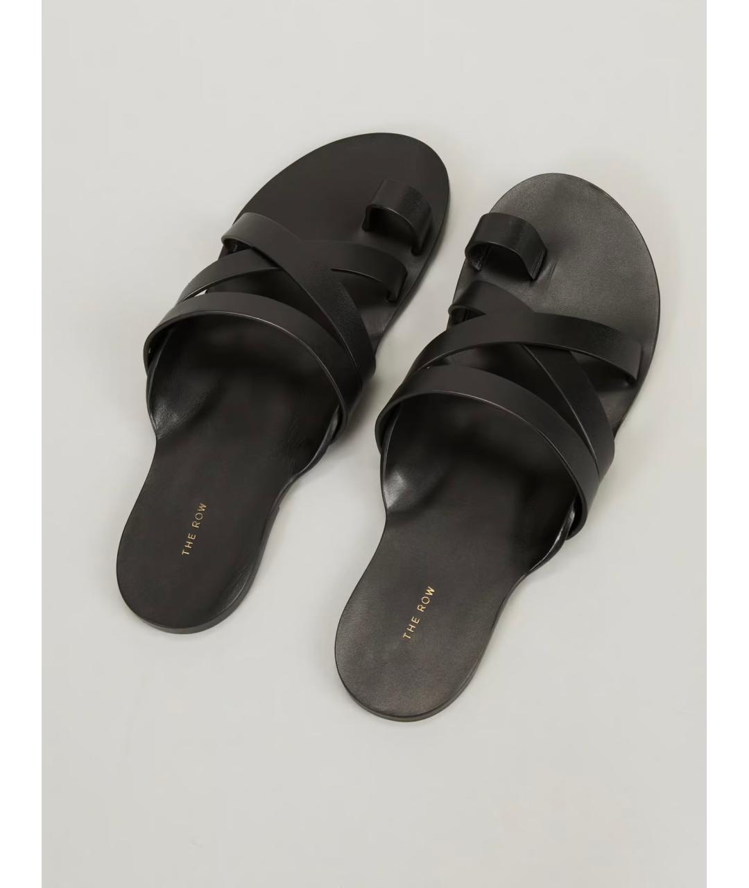 THE ROW Черные кожаные шлепанцы, фото 5