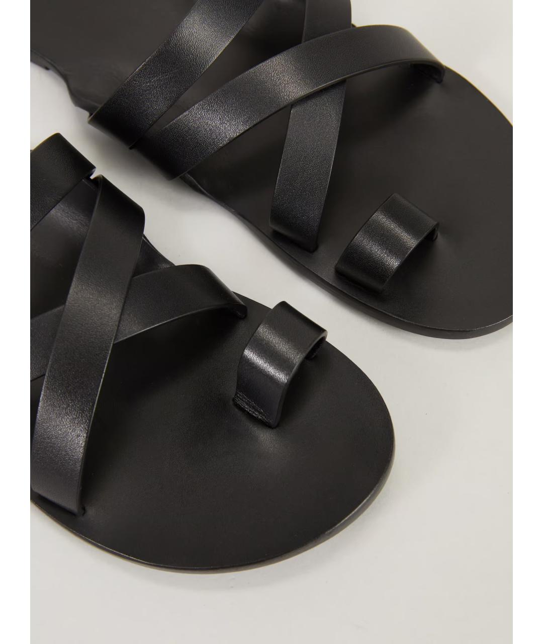 THE ROW Черные кожаные шлепанцы, фото 3