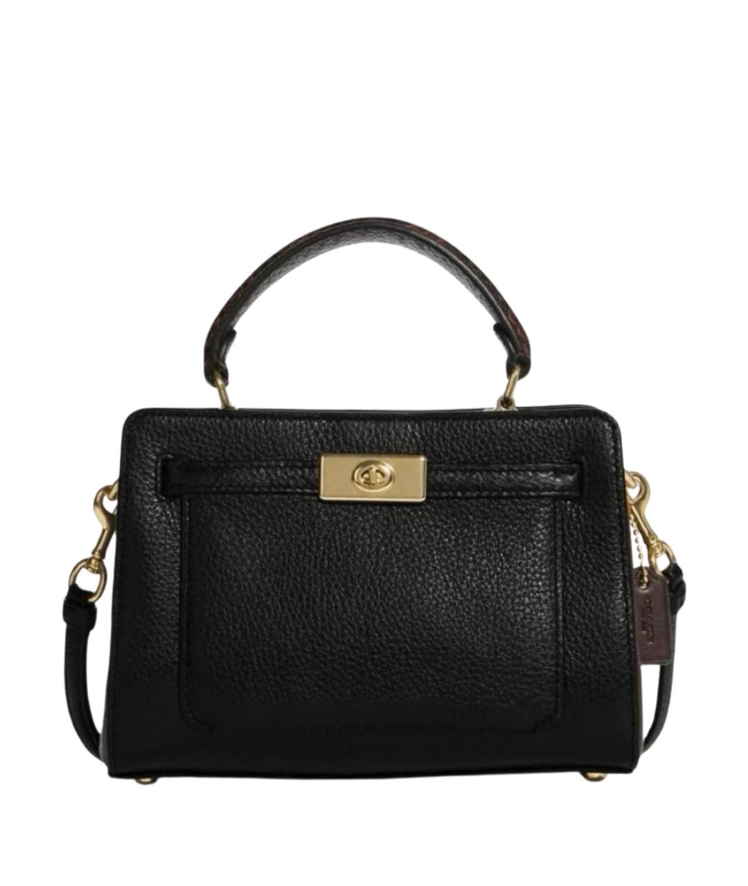 COACH Черная кожаная сумка с короткими ручками, фото 1