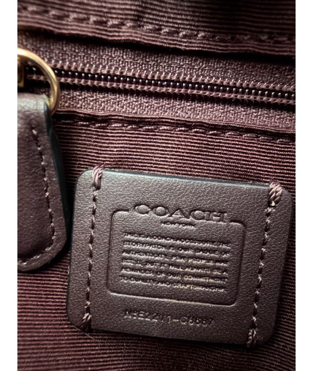 COACH Черная кожаная сумка с короткими ручками, фото 4