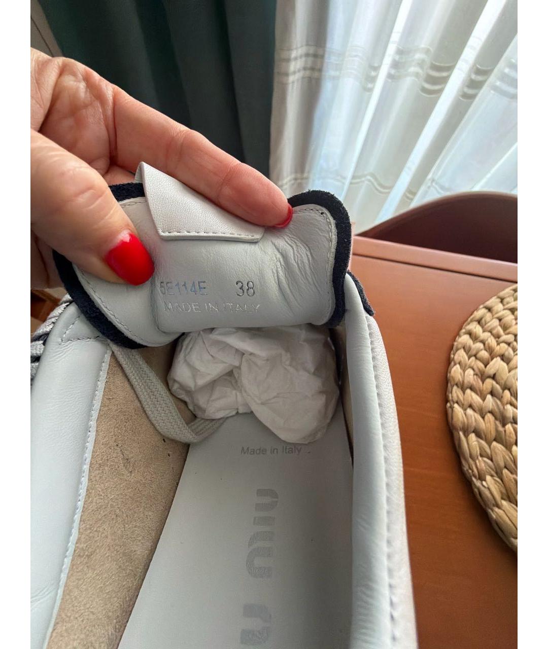 MIU MIU Белые кожаные кеды, фото 6