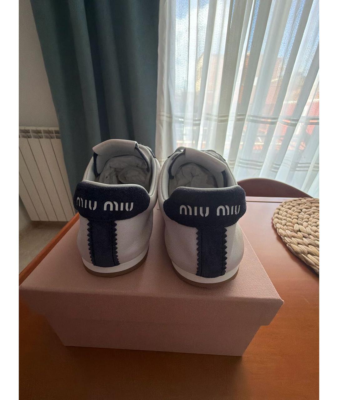 MIU MIU Белые кожаные кеды, фото 4