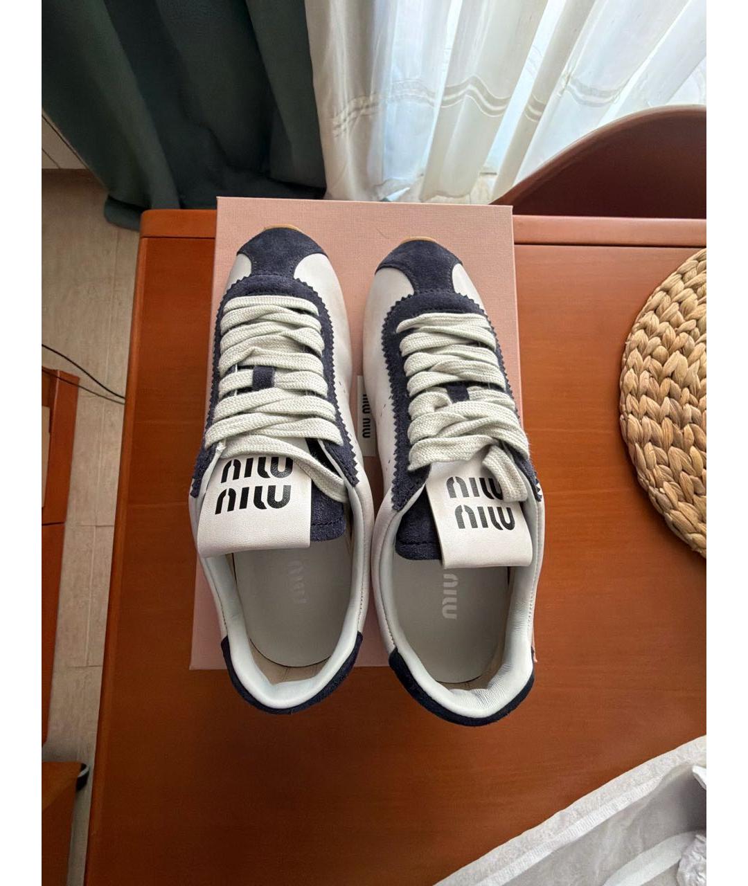 MIU MIU Белые кожаные кеды, фото 3