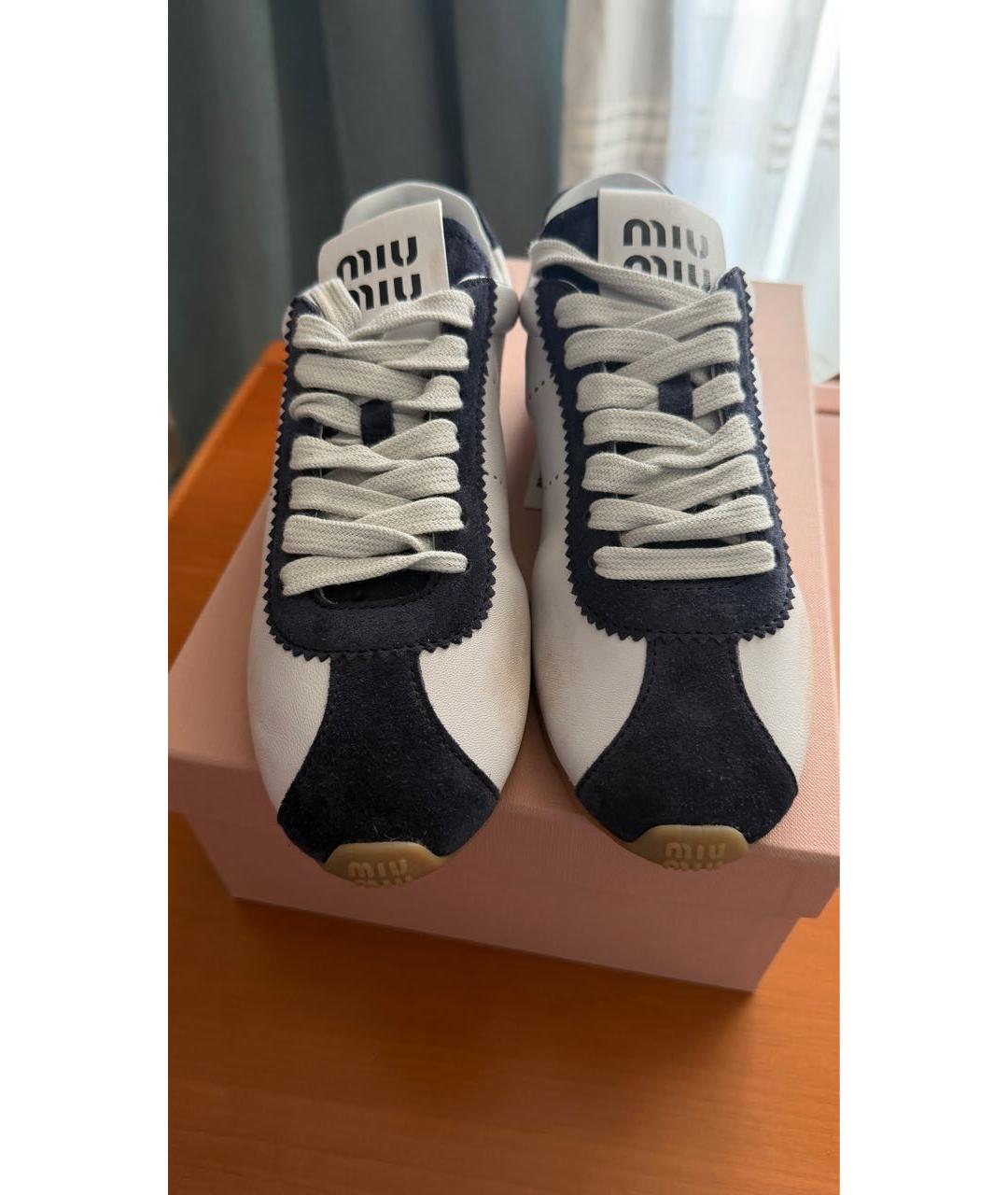 MIU MIU Белые кожаные кеды, фото 2