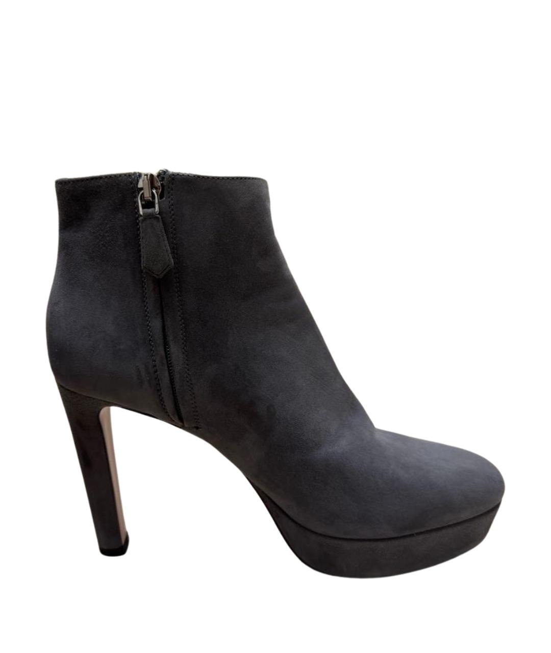 PRADA Антрацитовые замшевые ботильоны, фото 1