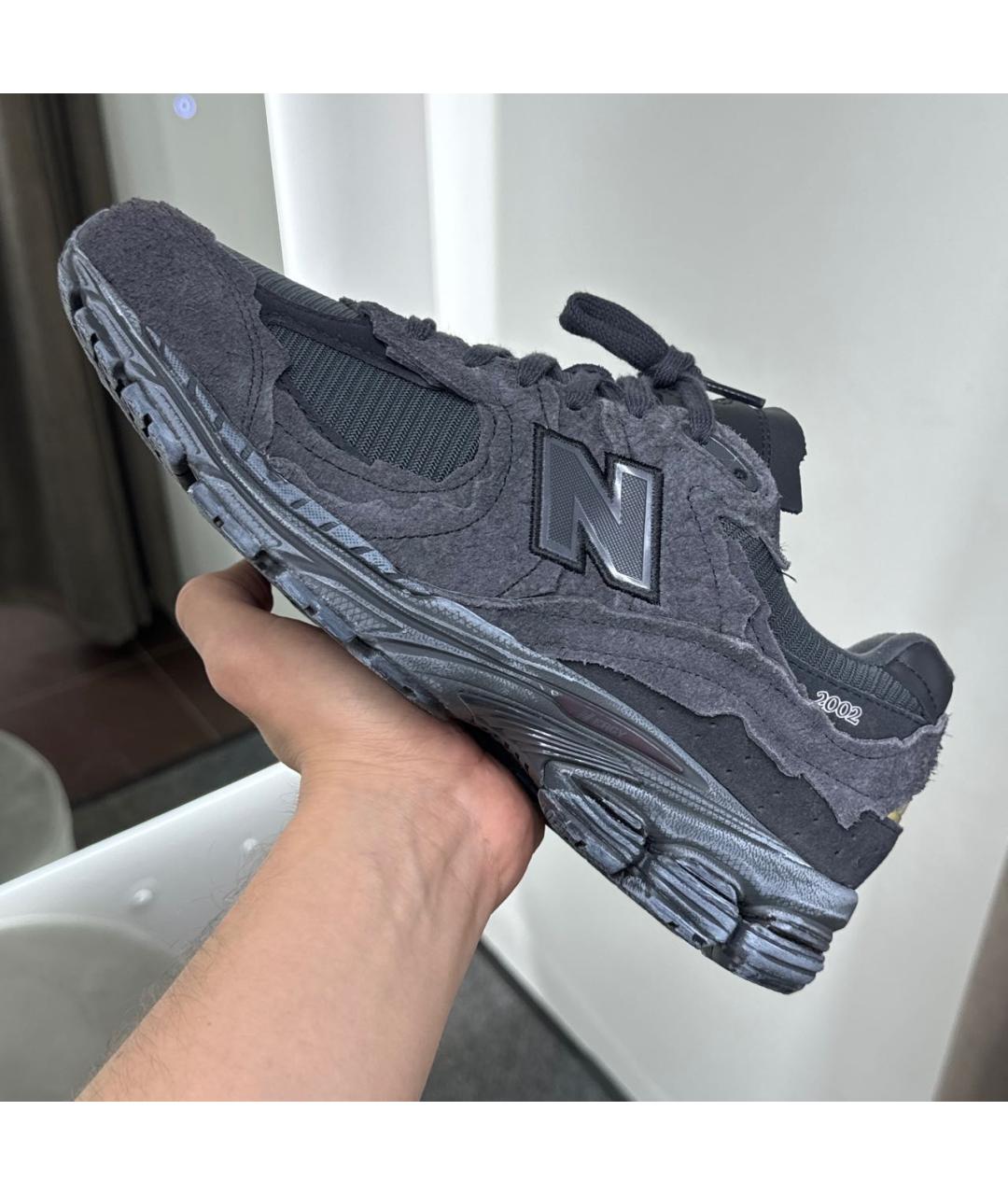 NEW BALANCE Антрацитовые замшевые низкие кроссовки / кеды, фото 3